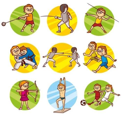 Děti kreslený Sport sada Vektor Klipart — Ilustrace