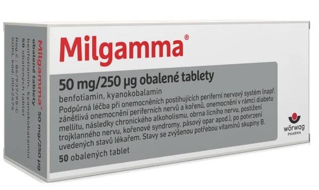 Milgamma 50 mg/250 μg 50 obalených tablet