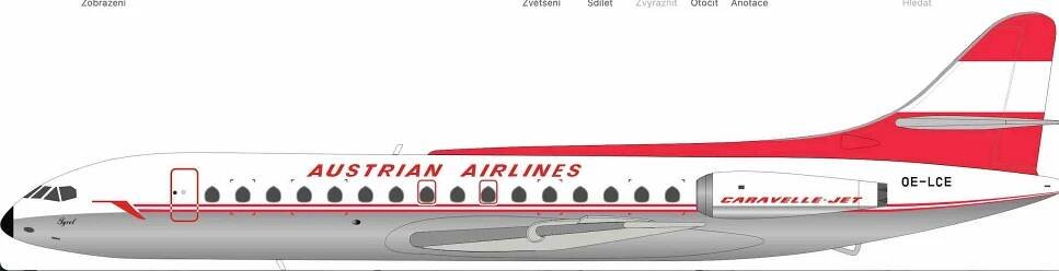 Modely letadel Caravelle Sud Aviation Caravelle SE 210 Inflight 200 IF210OE0919P - Sud Aviation Caravelle VI-R SE-210 , 'OE-LCE' AUSTRIAN AIRLINES