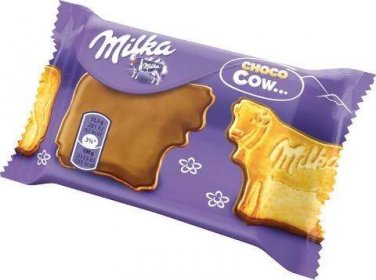 Sušenky Milka Choco Cow 40g Sušenky polomáčené mléčnou čokoládou z alpského mléka (28 %)  Sušenky,oplatky,piškoty 
