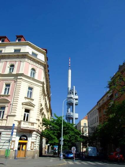 View of Zizkov Tower & the Streets of Prague