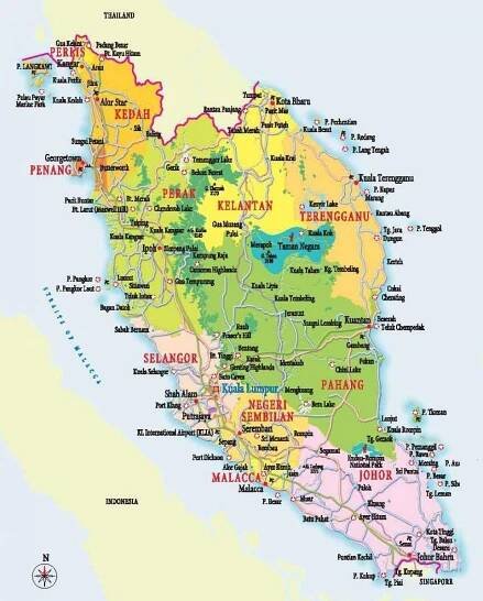 Západní malajsie mapa - mapa západní malajsie (Jižní-Východní Asie - Asie)
