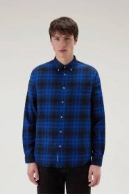 Košile woolrich light flannel shirt modrá