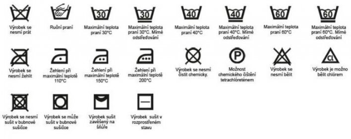 Symboly na etiketě prádla