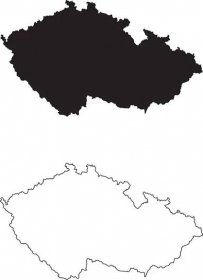 Mapa České republiky. Černá silueta země mapa izolované na bílém pozadí. Černý obrys na bílém pozadí. Soubor vektoru — Ilustrace