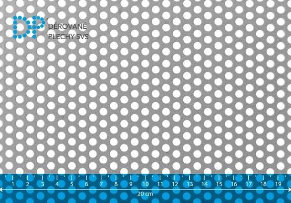 Děrovaný plech hliníkový Rv 5-8 (tl. 3,00 x 1250 x 2500 mm), jakost Al 99,5%