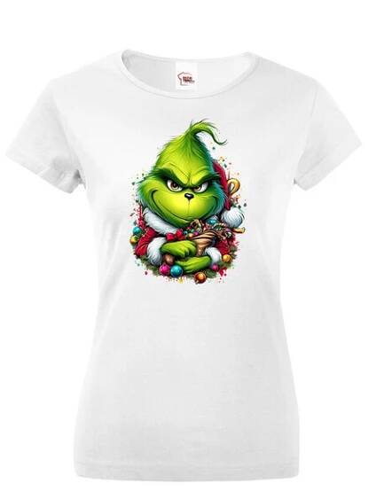 Dámské tričko Grinch s ozdobami