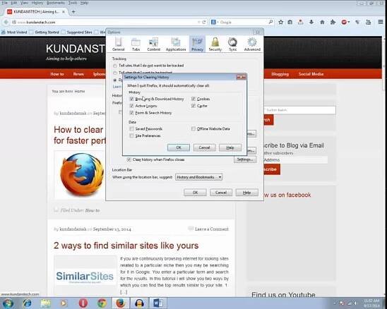How to clear cookies and cache memory in Firefox