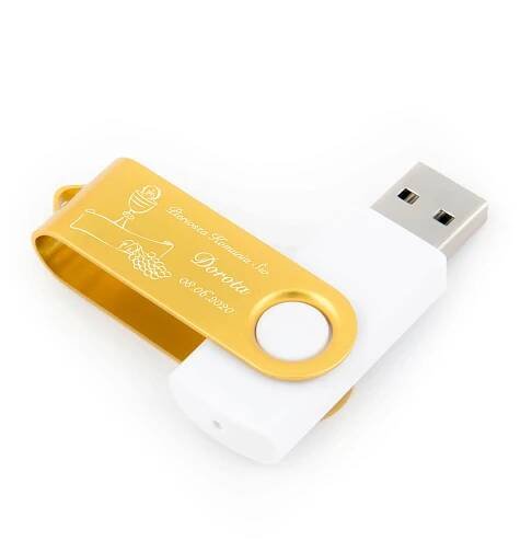 ZLATÝ flash disk a Svaté Přijímání 128 GB USB 2.0 suvenýr GRAVÍROVÁNÍ k prvnímu svatému přijímání Šifrování bez