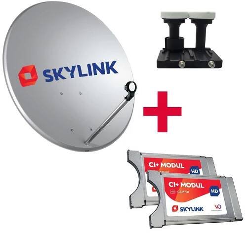 SET pro montáž SKYLINK - 2 x modul Viaccess, parabola 80, LNB monoblok TWIN