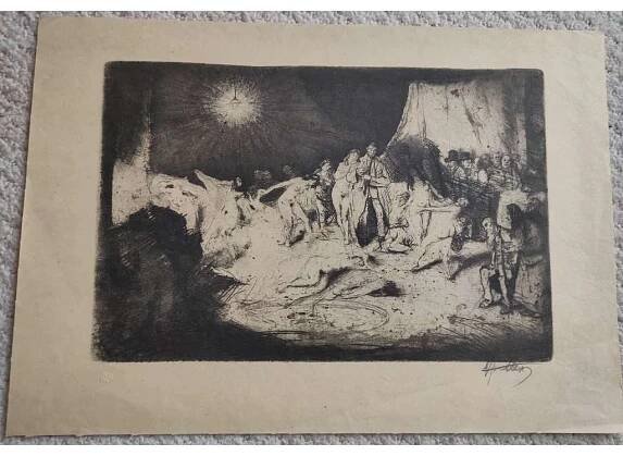 Alex Adolf Jelínek (1890 - 1957) - Nevěstinec - lept, grafika, signováno