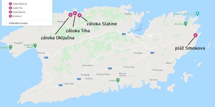 Otok Vis pláže