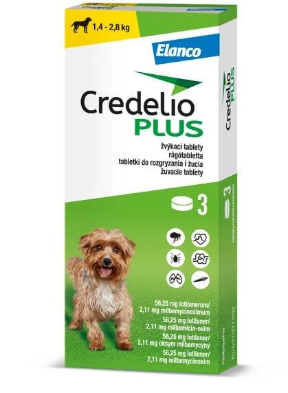 Credelio Plus pro psy 56,25/2,11mg (1,4–2,8kg) ⋆ CYMEDICA – partner pro veterinární profesionály