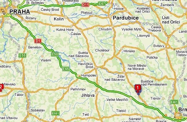 Prodej uhlí Vysočina - mapa