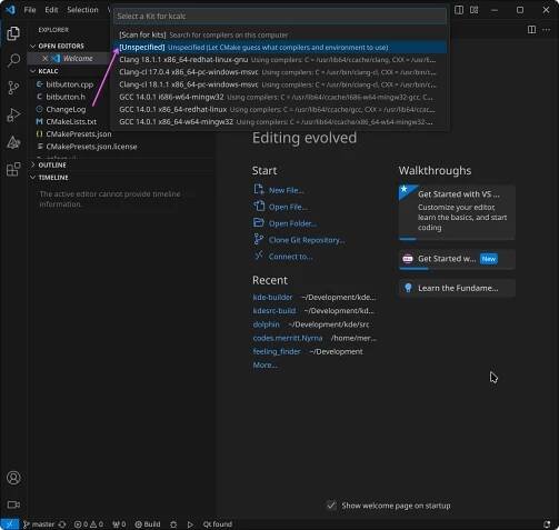 Screenshot of the prompt to select a kit