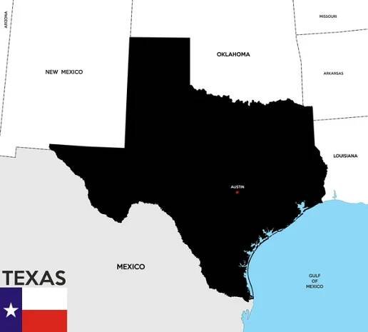Mapa státu Texas — Stock obrázek