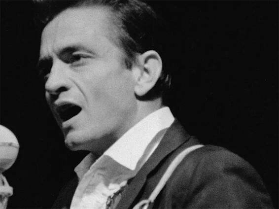 Johnny Cash in a still from Newport & the Great Folk Dream