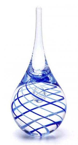 Skleněné těžítko kapka, dekor 01, modrá a modrá světlá