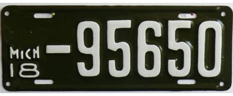 Americká spz  Michigan historická 1918