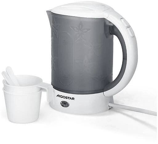 Aigostar - Rychlovarná konvice se dvěma šálky 0,6l 650W/230V šedá
