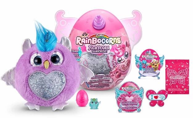 Rainbocorns Plyšový jednorožec s křídly fialový roh
