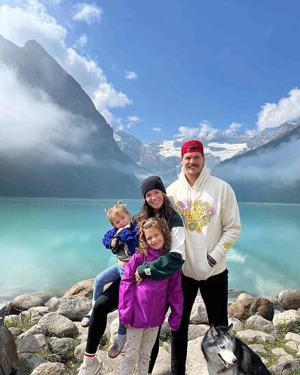 Taylor and Taylin Lewan with their kids, Wynne and Willow. 