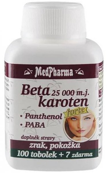 Doplněk stravy Betakaroten forte + Panthenol + PABA MedPharma