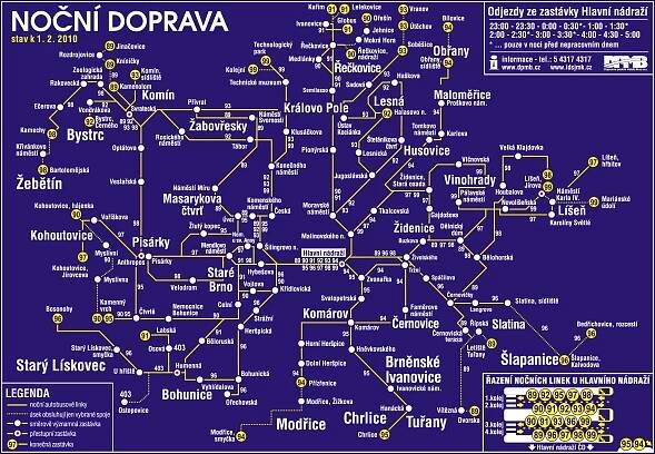 IDS JMK - Plán a mapa sítě linek Jižní Morava a MHD Brno 