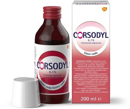 Corsodyl Ústní voda 0.1% 200 ml