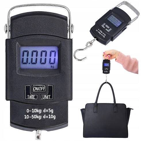Cestovní kapesní váha na zavazadla, rybářská, závěsná, ruční LCD, 50 kg