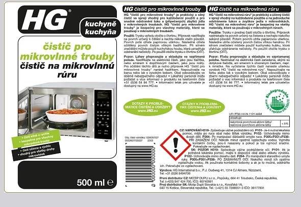 HG čistič pro mikrovlnné trouby 500 ml