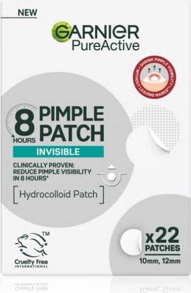 Garnier Pure Active Pimple Patch hydrokoloidní neviditelné náplasti na pupínky 22 ks