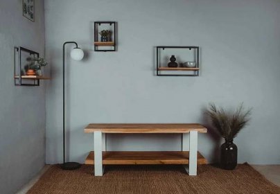 Wudboys TV stolek HEAVY Barva kovu: Bílá, Dřevo: Dub, Rozměr: 1400X400, moderní skandinávský styl