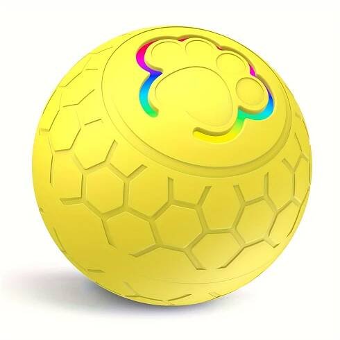 Dog Toys Bouncing Ball, Smart Bouncing Dog Ball, Teething Toys for Puppies, 56mm Diameter, Puppy Toy Ball with Colorful Flashing Lights, USB Rechargea