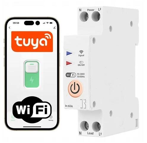 Wifi relé stykač na DIN lištu TUYA - 16A | dratek.cz