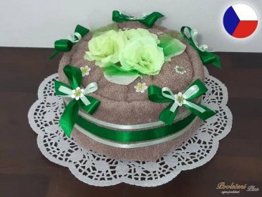 Textilní dort z osušky Sofie béžová II