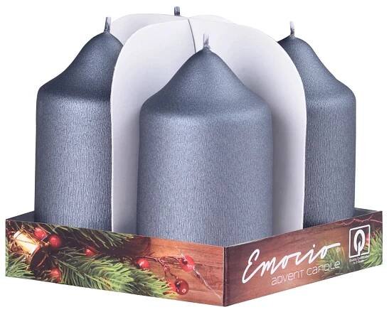 Svíčky adventní válcové 4 ks, 50 x 90 mm, matné grafitové