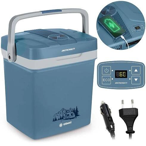Přenosná chladnička Icemax, ECO, 26L, modrá | Berdsen udrží vaše nápoje a potraviny chladné během výletů, kempování či cest autem.