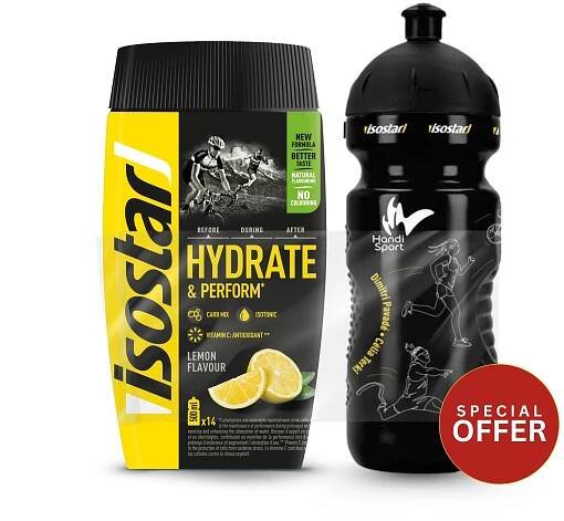 Speciální nabídka isotonického nápoje v prášku Hydrate&Perform citrónový 560 g / láhev 0,65 l