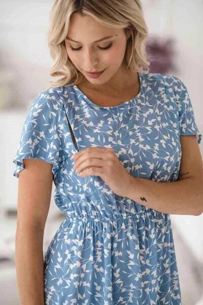 Těhotenské a kojící šaty Lovely Dress milk & love modrá | mujandilek.cz