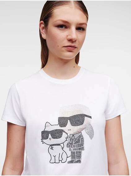 Karl Lagerfeld Bílé dámské tričko KARL LAGERFELD Ikonik 2.0