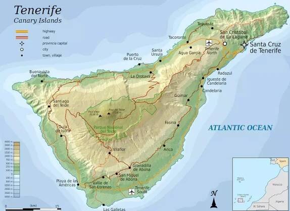 Mapa Tenerife🗺️ Kde je na mapě? [PDF] Turistická