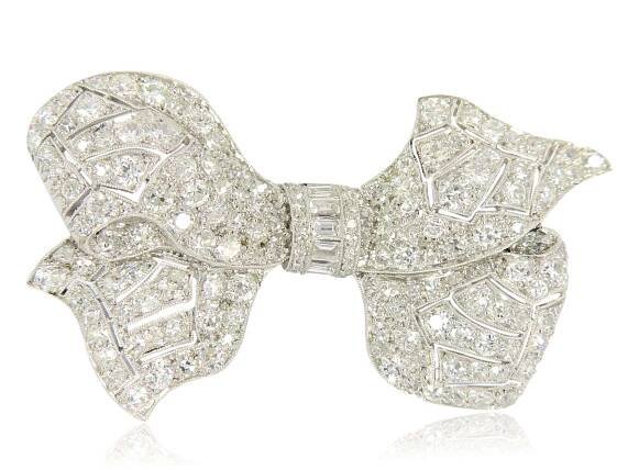 Art Deco Diamond Bow Brooch - McKenna & Co