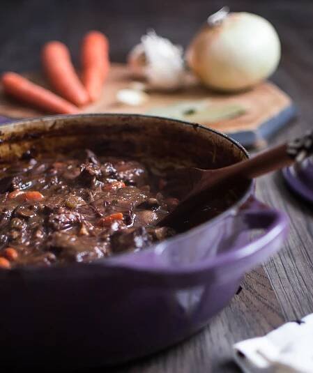 dutch oven with boeuf bourguignon
