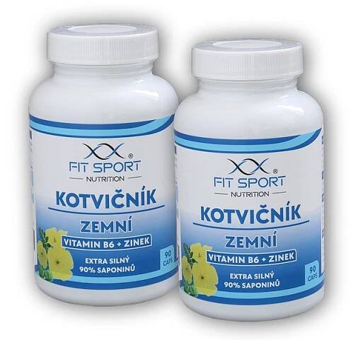 FitSport Nutrition 2x Kotvičník zemní 90% + Vitamin B6 + Zinek 90 kapslí