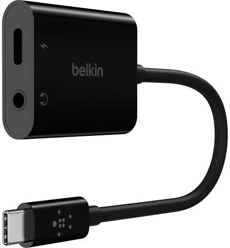 Belkin USB-C adaptér/rozdvojka 1x USB-C M/ 1x USB-C F napájení 60W + 1x 3,5mm jack, černý