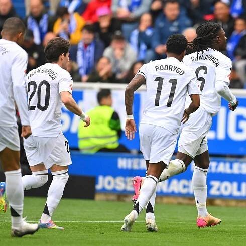 Real Madrid close gap on Barcelona with Alaves win as Kylian Mbappe sees red