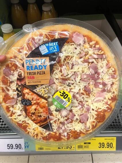 Podrobné informace o potravině Pizza se sýrem mozzarella vařenou šunkou, žampiony a slaninou