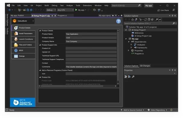 Advanced Installer integration with Visual Studio