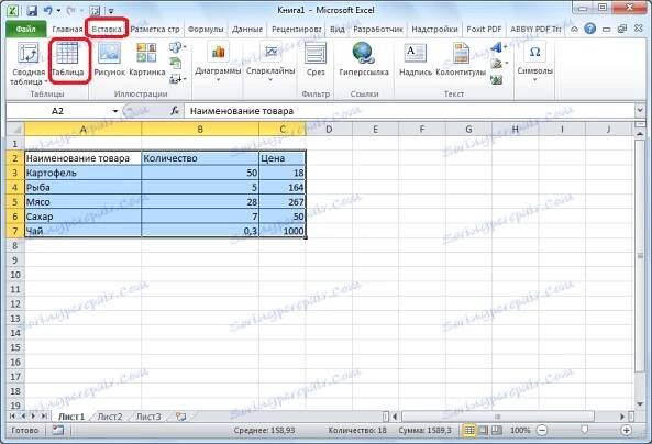 Vytvořte tabulku v aplikaci Microsoft Excel